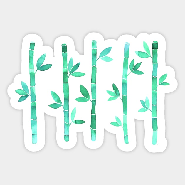 Watercolor Bamboo Pattern - Mint Green Sticker by monitdesign